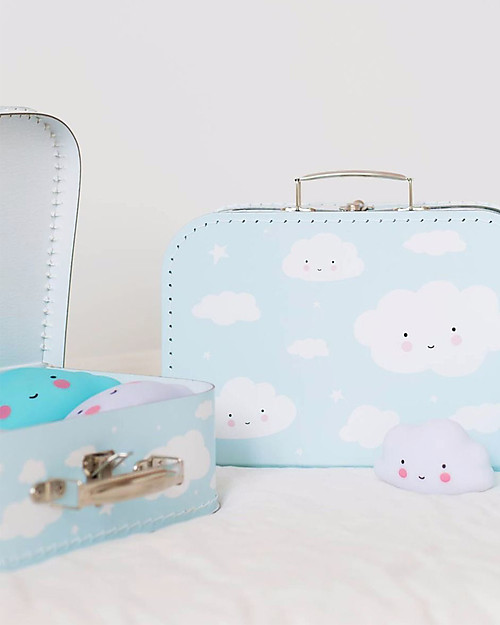 A Little Lovely Company Cloud Suitcase, Light Blue - 100% Recycled Cardboard Travel Bags