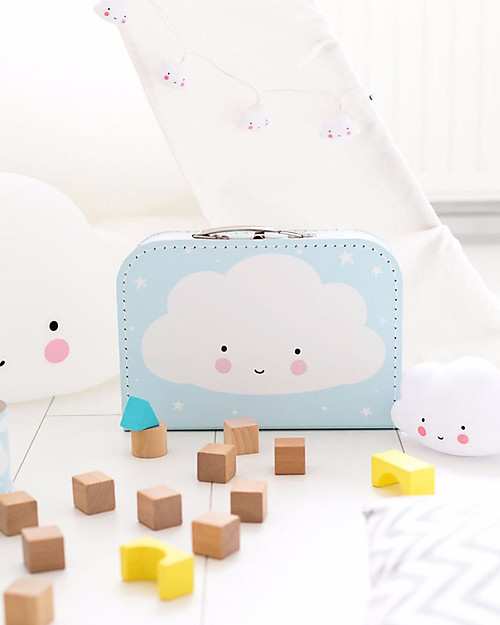 A Little Lovely Company Cloud Suitcase, Light Blue - 100% Recycled Cardboard Travel Bags