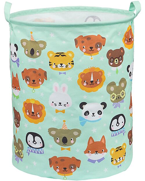 A Little Lovely Company Cotton Storage Basket - 40x50x40 cm - Amici Animali Laundry Basket