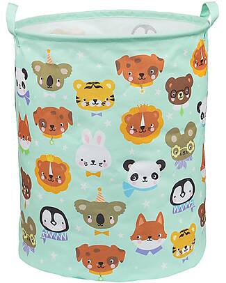 A Little Lovely Company Cotton Storage Basket - 40x50x40 cm - Amici Animali Laundry Basket