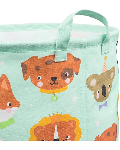 A Little Lovely Company Cotton Storage Basket - 40x50x40 cm - Amici Animali Laundry Basket