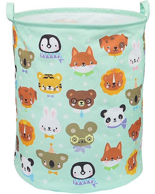 A Little Lovely Company Cotton Storage Basket - 40x50x40 cm - Amici Animali Laundry Basket