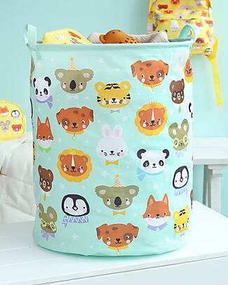 A Little Lovely Company Cotton Storage Basket - 40x50x40 cm - Amici Animali Toy Storage Boxes