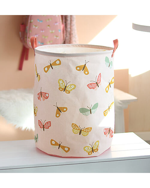 A Little Lovely Company Cotton Storage Basket - 40x50x40 cm - Butterflies Toy Storage Boxes