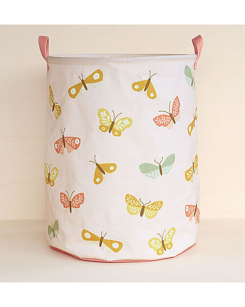 A Little Lovely Company Cotton Storage Basket - 40x50x40 cm - Butterflies Toy Storage Boxes
