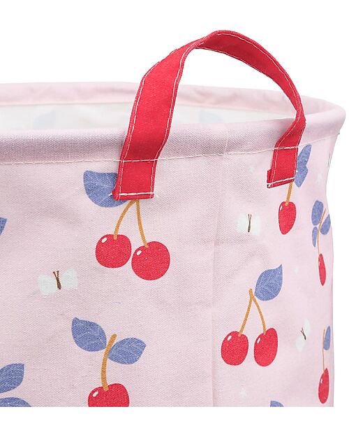 A Little Lovely Company Cotton Storage Basket - 40x50x40 cm - Cherries Laundry Basket