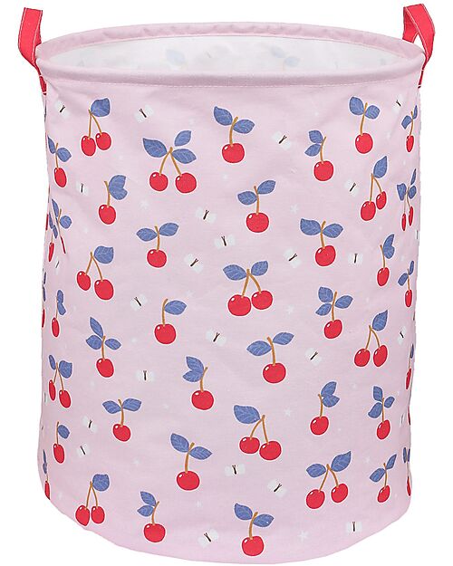 A Little Lovely Company Cotton Storage Basket - 40x50x40 cm - Cherries Laundry Basket