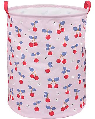 A Little Lovely Company Cotton Storage Basket - 40x50x40 cm - Cherries Toy Storage Boxes