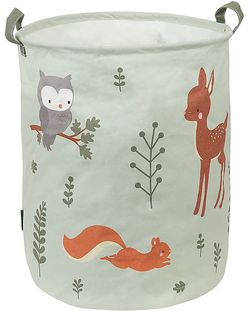 A Little Lovely Company Cotton Storage Basket - 40x50x40 cm - Forest Friends Toy Storage Boxes