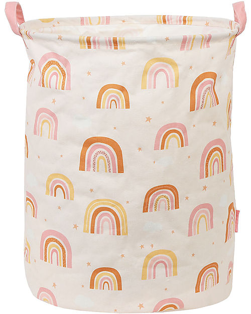 A Little Lovely Company Cotton Storage Basket - 40x50x40 cm - Rainbows Toy Storage Boxes