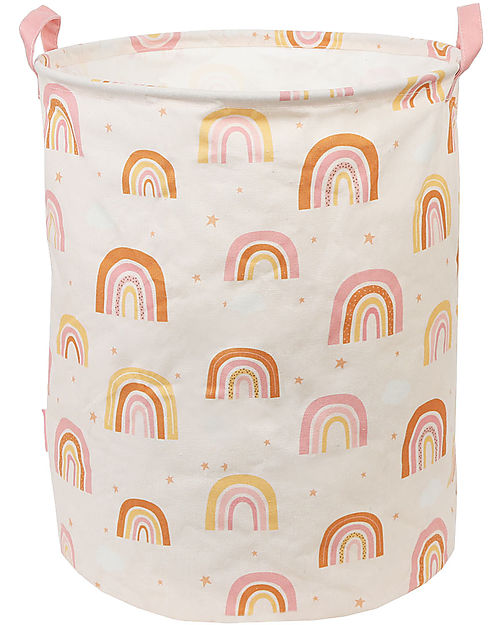 A Little Lovely Company Cotton Storage Basket - 40x50x40 cm - Rainbows Toy Storage Boxes