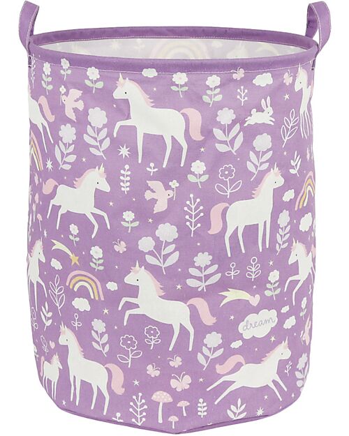 A Little Lovely Company Cotton Storage Basket - 40x50x40 cm - Unicorn Dreams Laundry Basket