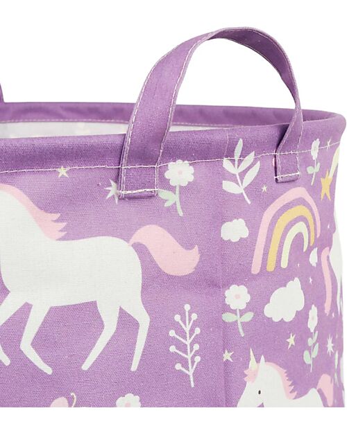 A Little Lovely Company Cotton Storage Basket - 40x50x40 cm - Unicorn Dreams Toy Storage Boxes