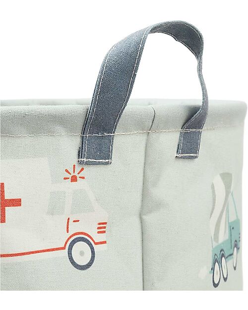 A Little Lovely Company Cotton Storage Basket - 40x50x40 cm - Vehicles Toy Storage Boxes
