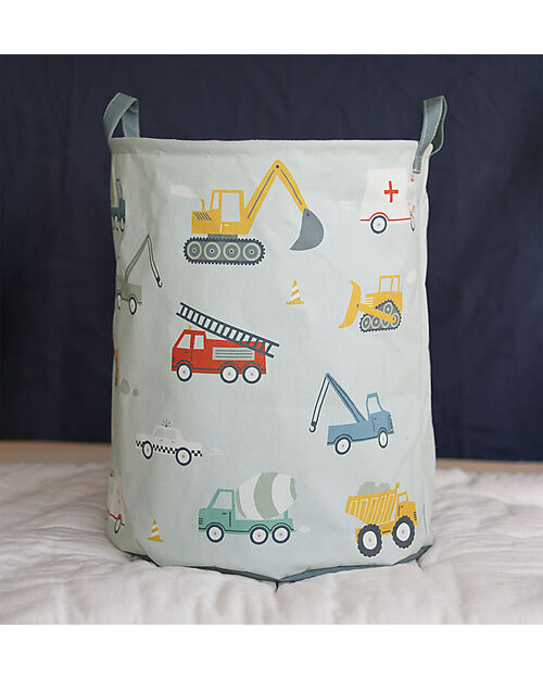 A Little Lovely Company Cotton Storage Basket - 40x50x40 cm - Vehicles Toy Storage Boxes