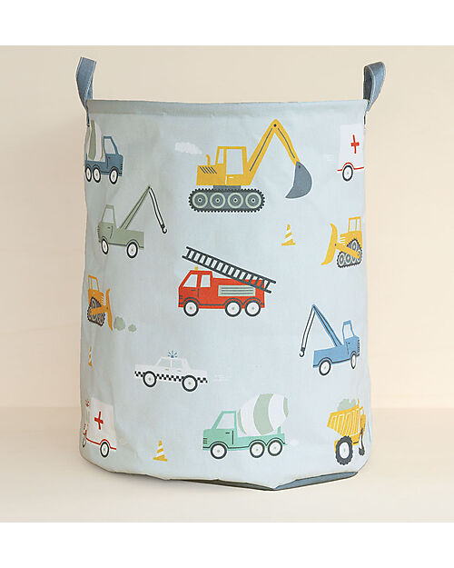 A Little Lovely Company Cotton Storage Basket - 40x50x40 cm - Vehicles Toy Storage Boxes