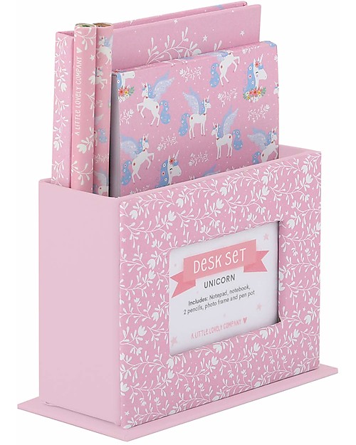 A Little Lovely Company Desk Set, Unicorn (Hardcover notebook, little writing pad, 2 pens) Creative Toys