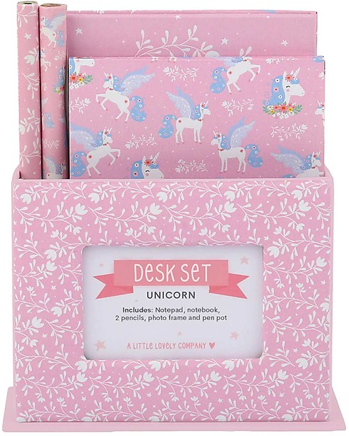 A Little Lovely Company Desk Set, Unicorn (Hardcover notebook, little writing pad, 2 pens) Creative Toys