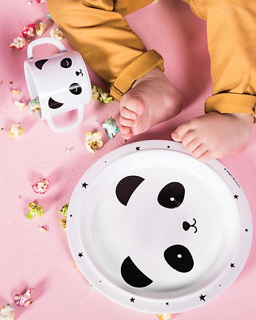 A Little Lovely Company Dinner Set Panda, Black/White - 100% Safe Meal Sets