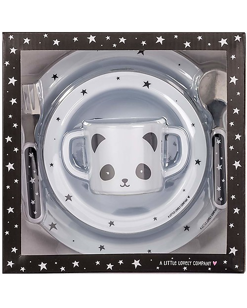 A Little Lovely Company Dinner Set Panda, Black/White - 100% Safe Meal Sets