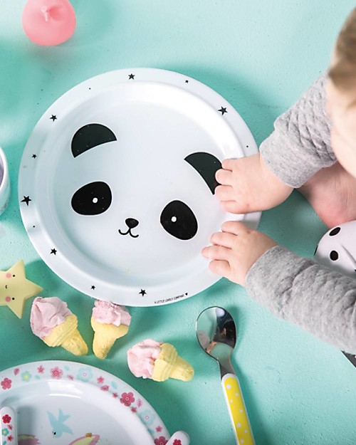 A Little Lovely Company Dinner Set Panda, Black/White - 100% Safe Meal Sets