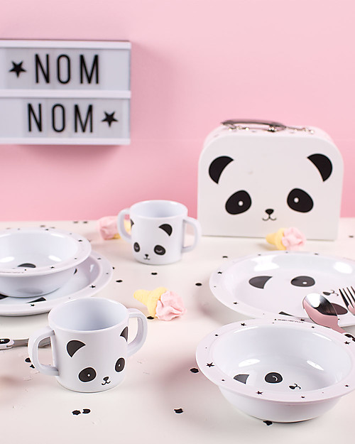 A Little Lovely Company Dinner Set Panda, Black/White - 100% Safe Meal Sets
