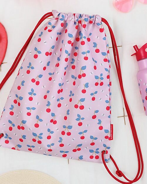 A Little Lovely Company Drawstring Bag with Closure - Cherries - 32 x 42 cm Sports Bags