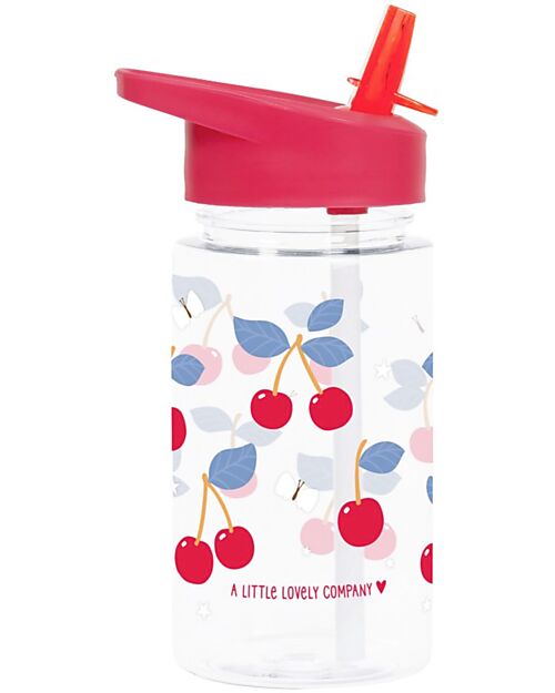 A Little Lovely Company Drink Bottle 450 ml - Cherries - BPA Free! Non-Thermal Water Bottles