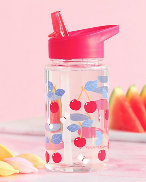 A Little Lovely Company Drink Bottle 450 ml - Cherries - BPA Free! Non-Thermal Water Bottles
