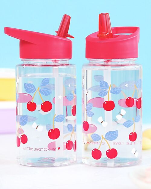 A Little Lovely Company Drink Bottle 450 ml - Cherries - BPA Free! Non-Thermal Water Bottles