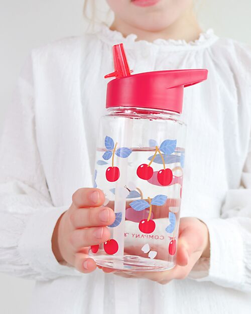A Little Lovely Company Drink Bottle 450 ml - Cherries - BPA Free! Non-Thermal Water Bottles