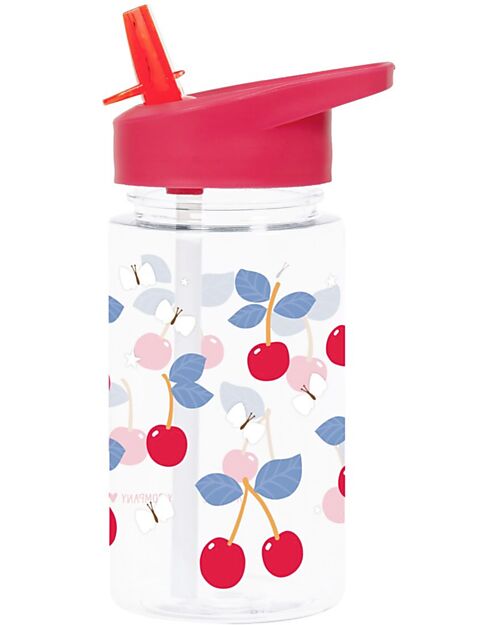 A Little Lovely Company Drink Bottle 450 ml - Cherries - BPA Free! Non-Thermal Water Bottles