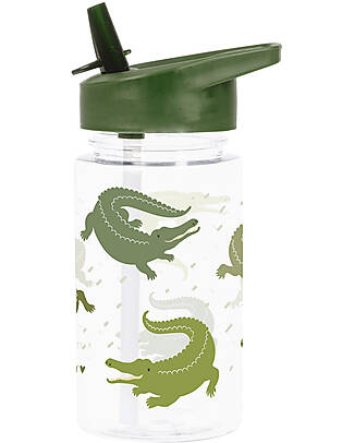 A Little Lovely Company Drink Bottle 450 ml -Crocodiles - BPA Free! Non-Thermal Water Bottles