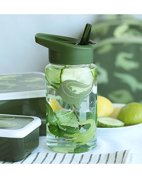 A Little Lovely Company Drink Bottle 450 ml -Crocodiles - BPA Free! Non-Thermal Water Bottles
