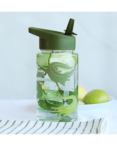 A Little Lovely Company Drink Bottle 450 ml -Crocodiles - BPA Free! Non-Thermal Water Bottles