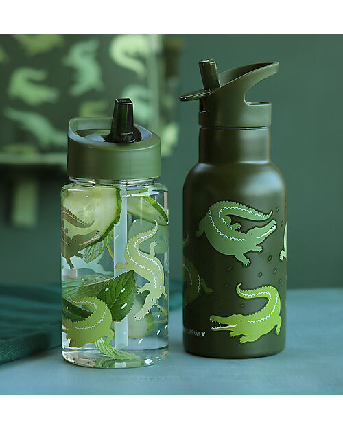 A Little Lovely Company Drink Bottle 450 ml -Crocodiles - BPA Free! Non-Thermal Water Bottles