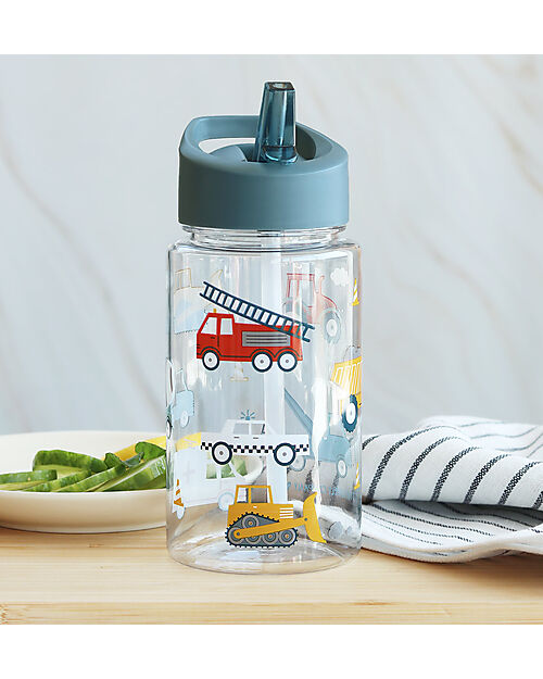 A Little Lovely Company Drink Bottle 450 ml -Vehicles - BPA Free! Non-Thermal Water Bottles