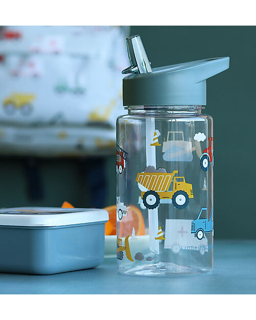 A Little Lovely Company Drink Bottle 450 ml -Vehicles - BPA Free! Non-Thermal Water Bottles