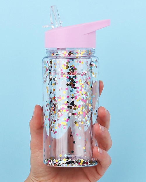 A Little Lovely Company Drink bottle Glitter 300 ml - Pink/Multicolour Thermos Bottles