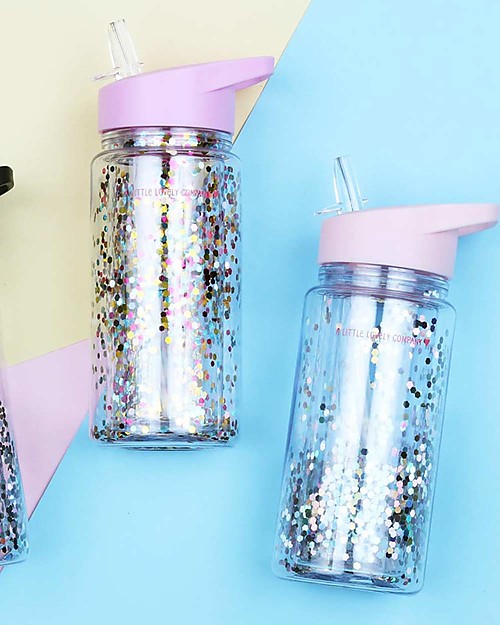 A Little Lovely Company Drink bottle Glitter 300 ml - Pink/Multicolour Thermos Bottles