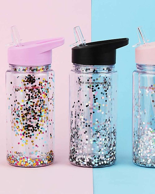 A Little Lovely Company Drink bottle Glitter 300 ml - Pink/Multicolour Thermos Bottles