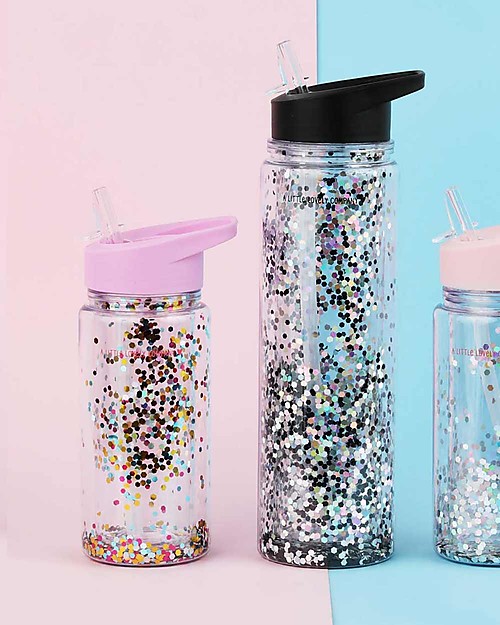 A Little Lovely Company Drink bottle Glitter 300 ml - Pink/Multicolour Thermos Bottles