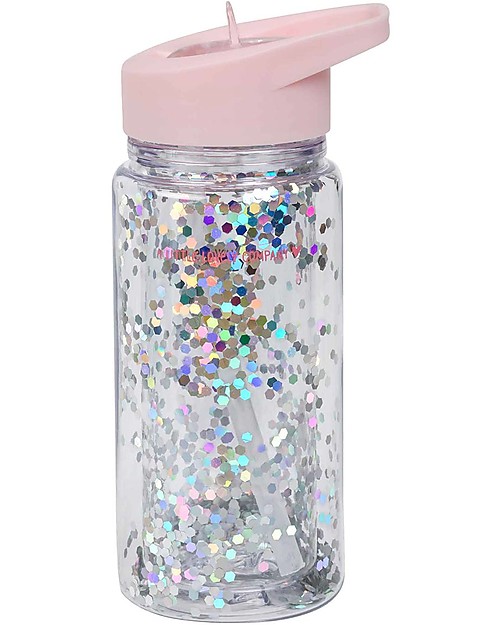 A Little Lovely Company Drink bottle Glitter 300 ml - Pink/Silver Thermos Bottles