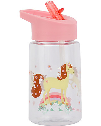 A Little Lovely Company Drink Bottle with Stickres, Horse - 450 ml/ 15 fl. oz Thermos Bottles