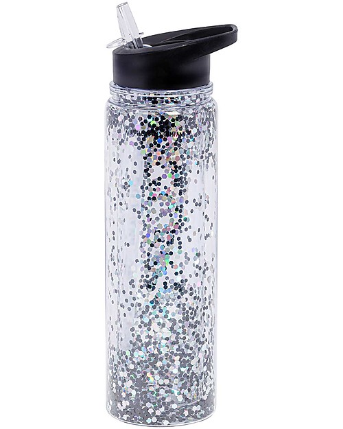 A Little Lovely Company Drink Bottle XL Glitter, 500 ml - Black/Silver Glitter Thermos Bottles