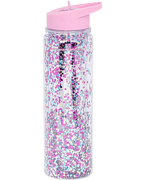 A Little Lovely Company Drink Bottle XL Glitter, 500 ml - Pink/Multicolour Glitter Thermos Bottles