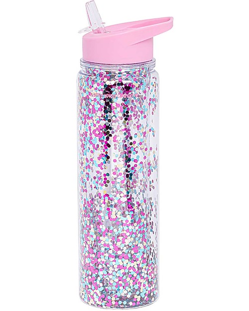 A Little Lovely Company Drink Bottle XL Glitter, 500 ml - Pink/Multicolour Glitter Thermos Bottles