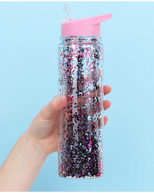 A Little Lovely Company Drink Bottle XL Glitter, 500 ml - Pink/Multicolour Glitter Thermos Bottles