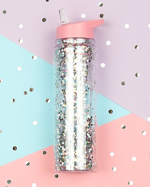 A Little Lovely Company Drink Bottle XL Glitter, 500 ml - Pink/Silver Glitter Thermos Bottles