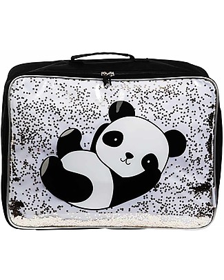 A Little Lovely Company Glitter Suitcase, Panda - 42 x 31 x 15 cm Travel Bags